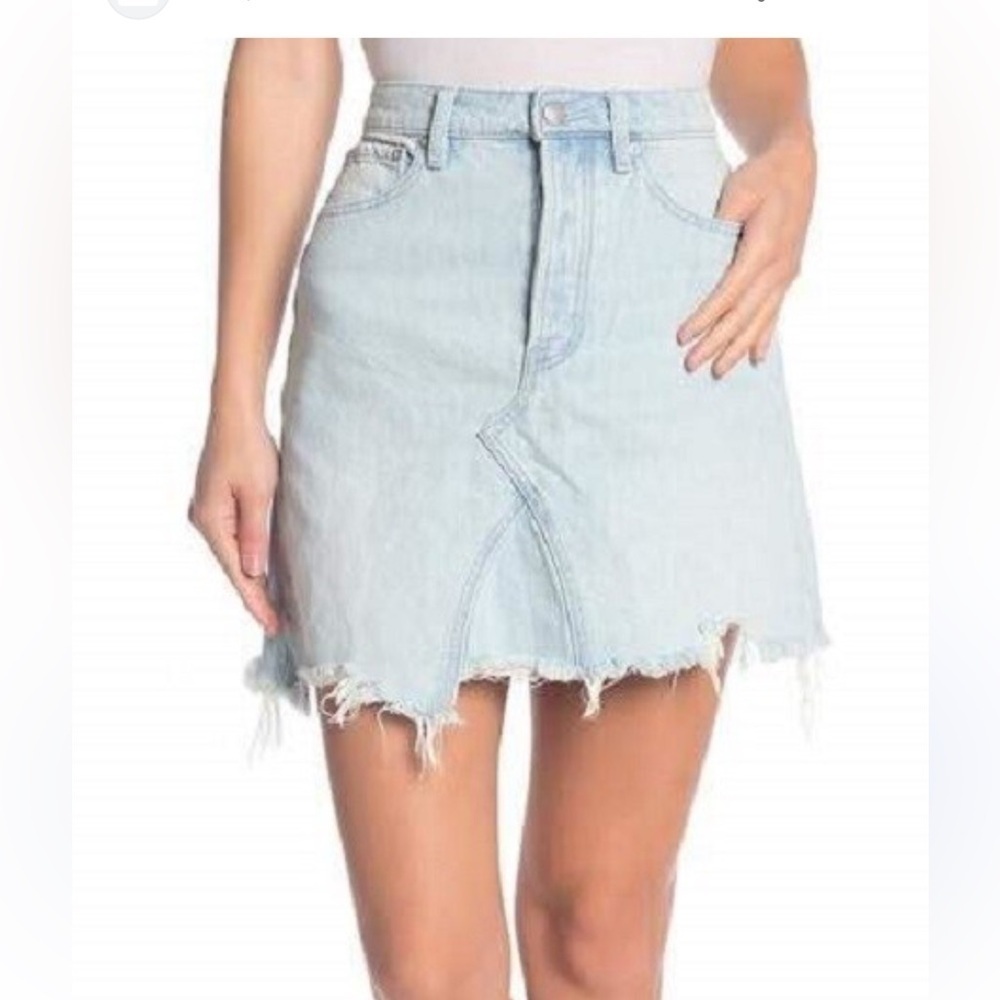 FREE PEOPLE GOING ROGUE DENIM SKIRT